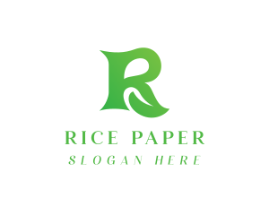 Organic Leaf Letter R logo design