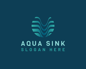 Wave Fluid Aqua logo design