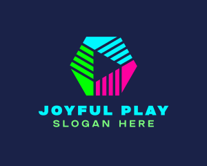 Neon Play  Button logo design