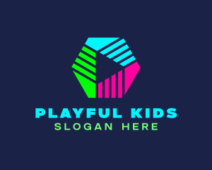 Neon Play  Button logo design