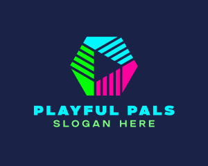 Neon Play  Button logo design