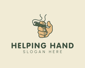 Smoking Cannabis Hand logo design