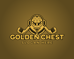 Gold Golf Trophy Emblem, logo design