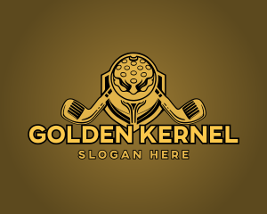 Gold Golf Trophy Emblem, logo design