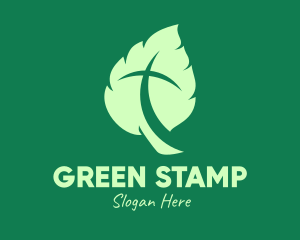 Green Leaf Crucifix logo design