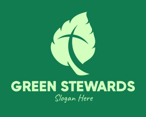 Green Leaf Crucifix logo design