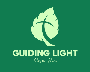 Green Leaf Crucifix logo design