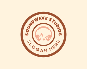 Headphones Music Soundwave logo design