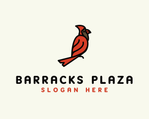 Perched Cardinal Bird logo design