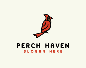 Perched Cardinal Bird logo design