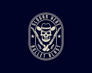 Skull Cowboy Shotgun logo design