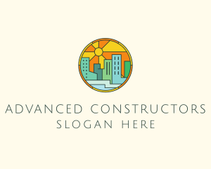 Sunshine Cityscape Stained Glass logo design