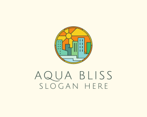 Sunshine Cityscape Stained Glass logo design