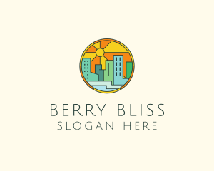 Sunshine Cityscape Stained Glass logo design