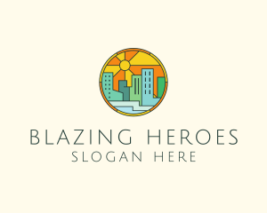 Sunshine Cityscape Stained Glass logo design