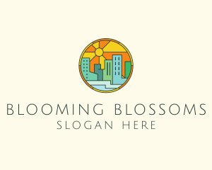 Sunshine Cityscape Stained Glass logo design