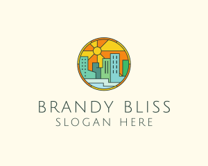 Sunshine Cityscape Stained Glass logo design