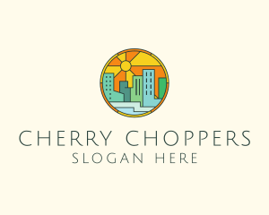 Sunshine Cityscape Stained Glass logo design