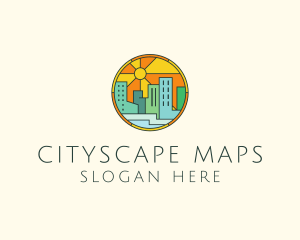 Sunshine Cityscape Stained Glass logo design