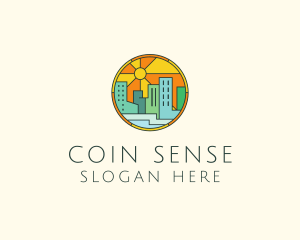 Sunshine Cityscape Stained Glass logo design