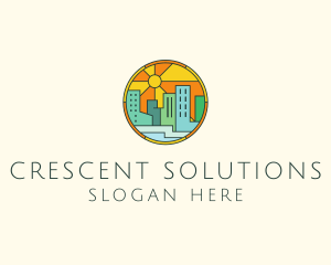 Sunshine Cityscape Stained Glass logo design