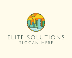 Sunshine Cityscape Stained Glass logo design