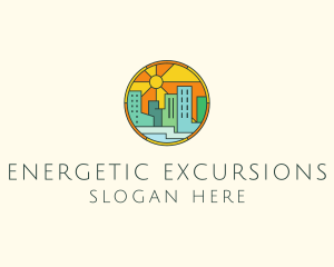 Sunshine Cityscape Stained Glass logo design