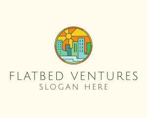 Sunshine Cityscape Stained Glass logo design