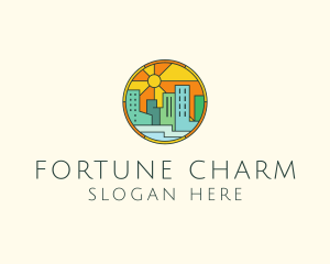 Sunshine Cityscape Stained Glass logo design