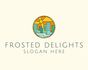 Sunshine Cityscape Stained Glass logo design