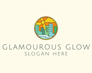 Sunshine Cityscape Stained Glass logo design