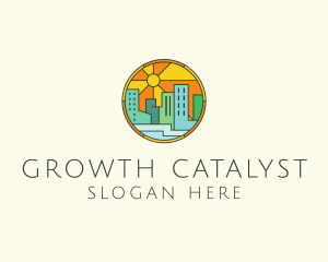 Sunshine Cityscape Stained Glass logo design