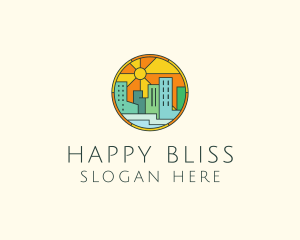 Sunshine Cityscape Stained Glass logo design