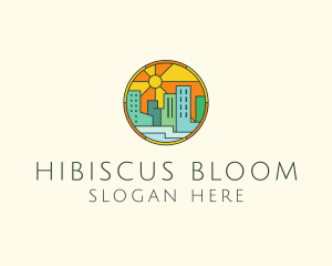 Sunshine Cityscape Stained Glass logo design