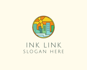 Sunshine Cityscape Stained Glass logo design