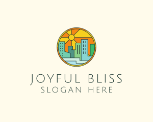 Sunshine Cityscape Stained Glass logo design