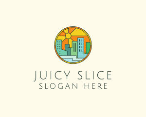 Sunshine Cityscape Stained Glass logo design