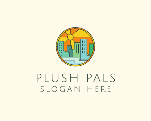 Sunshine Cityscape Stained Glass logo design