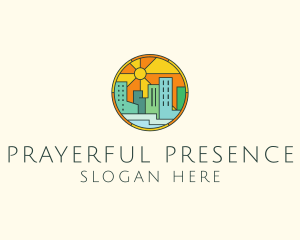 Sunshine Cityscape Stained Glass logo design