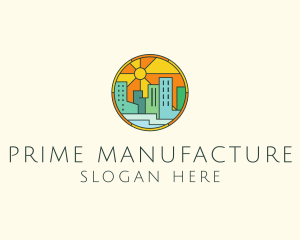 Sunshine Cityscape Stained Glass logo design