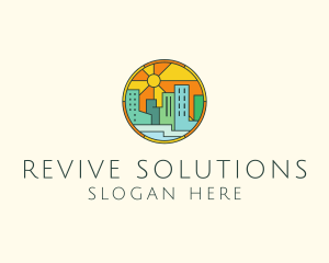 Sunshine Cityscape Stained Glass logo design