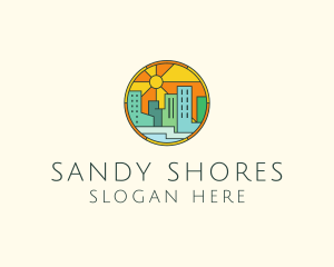 Sunshine Cityscape Stained Glass logo design