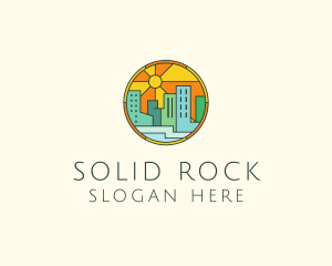 Sunshine Cityscape Stained Glass logo design