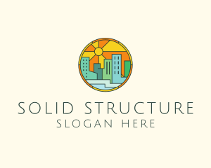 Sunshine Cityscape Stained Glass logo design