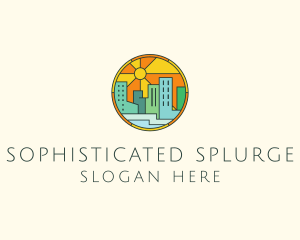 Sunshine Cityscape Stained Glass logo design