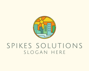 Sunshine Cityscape Stained Glass logo design