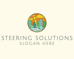 Sunshine Cityscape Stained Glass logo design