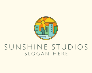 Sunshine Cityscape Stained Glass logo design