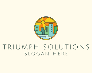 Sunshine Cityscape Stained Glass logo design