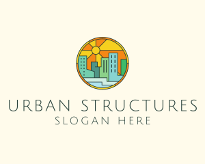 Sunshine Cityscape Stained Glass logo design